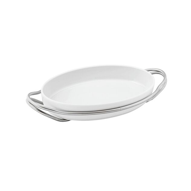 Oval dish with holder  image number 0