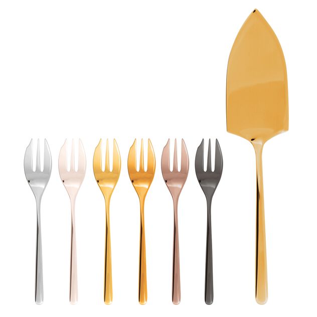 6 cake forks set and cake server image number 0