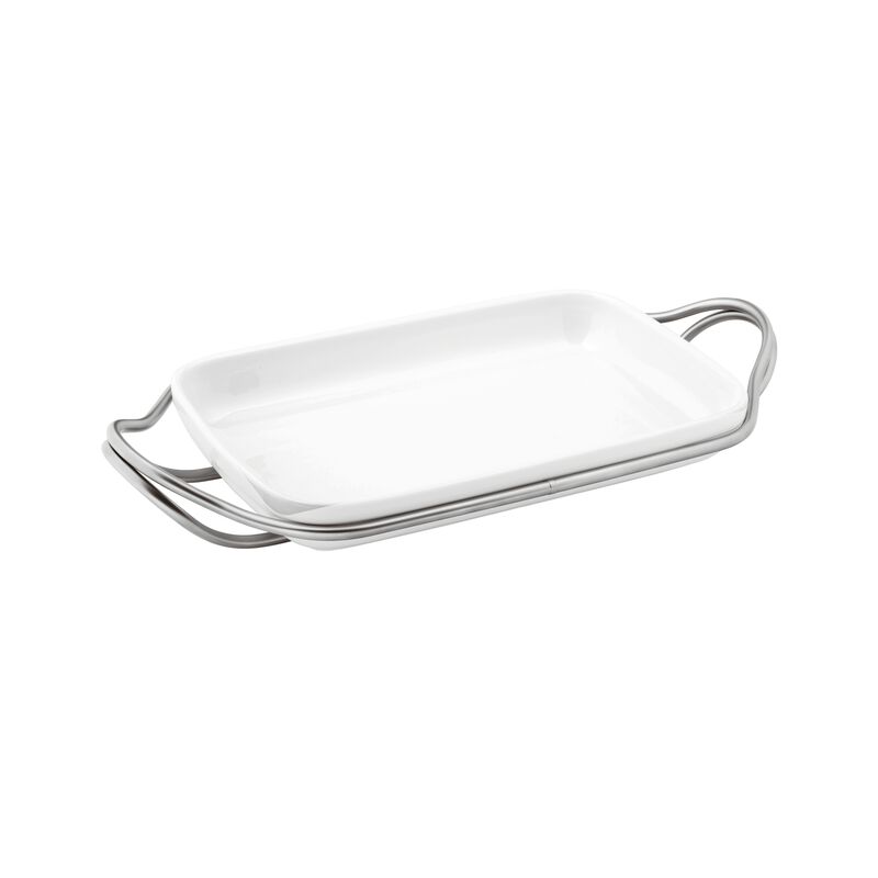 Rectangular dish with holder 