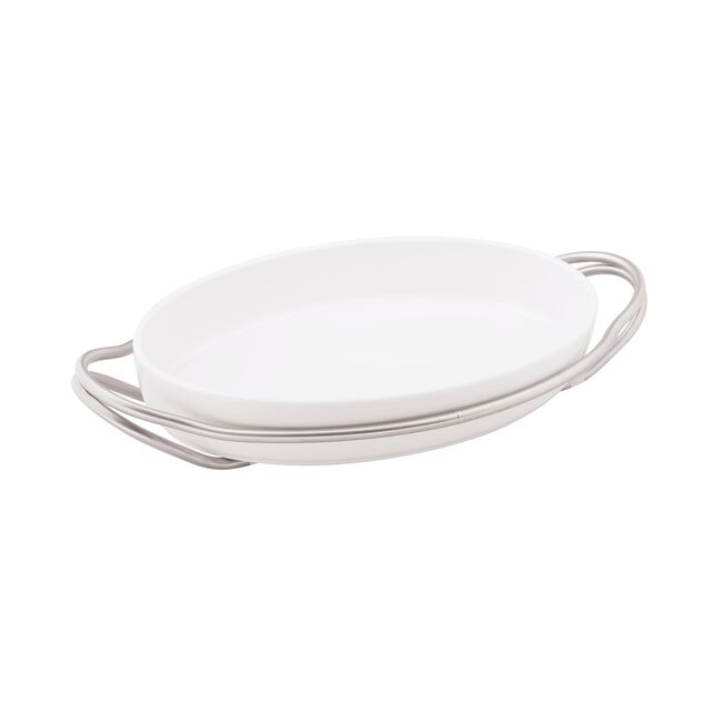 Oval dish with holder  image number 0