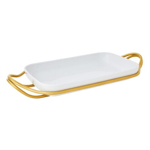 Rectangular dish with holder