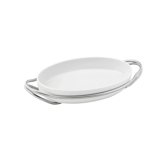 Oval dish with holder  image number 0