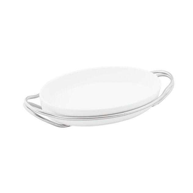 Oval dish with holder  image number 0